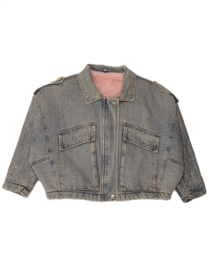NEW COLLECTION Womens Oversized 3/4 Sleeve Denim Jacket UK 10 Small Blue
