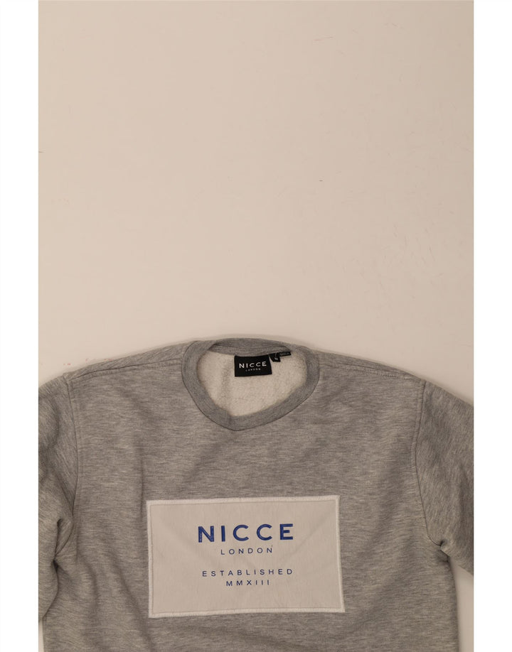 NICCE Mens Graphic Sweatshirt Jumper Medium Grey Cotton Vintage Nicce and Second-Hand Nicce from Messina Hembry 