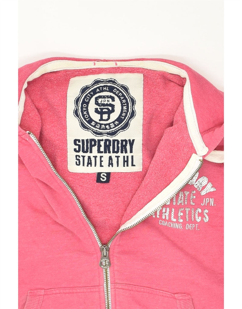 SUPERDRY Womens Graphic Zip Hoodie Sweater UK 10 Small Pink Cotton | Vintage Superdry | Thrift | Second-Hand Superdry | Used Clothing | Messina Hembry 