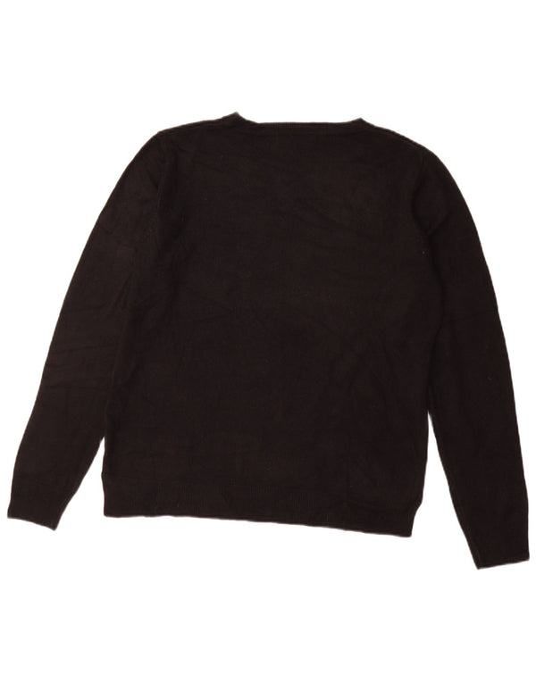 Marks & Spencer Womens Crew Neck Jumper Sweater UK 14 Large Black Acrylic