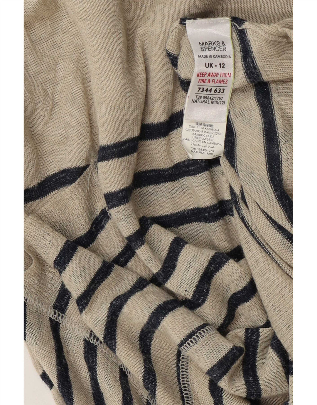 Marks & Spencer Womens Asymmetric Boat Neck Jumper Sweater UK 12 Medium Bei