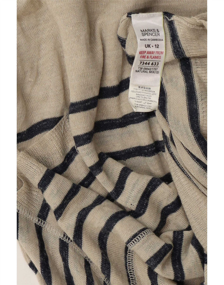 Marks & Spencer Womens Asymmetric Boat Neck Jumper Sweater UK 12 Medium Bei