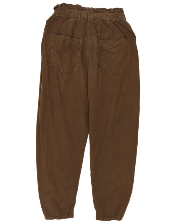 Zara Womens High Waist Tapered Corduroy Trousers EU 38 Small W28 L23 Khaki