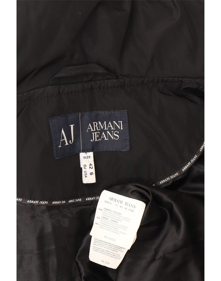 Armani Jeans Womens Crop Padded Jacket EU 42 Large Black Polyester