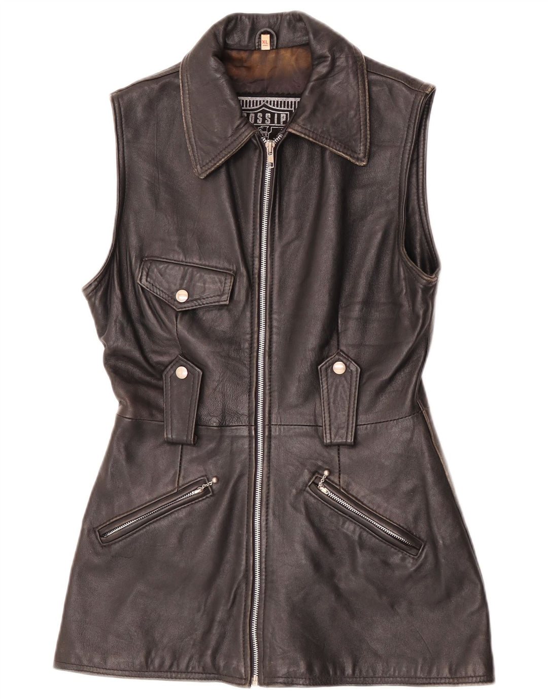 Gossip Womens Leather Gilet UK 18 XL Black Leather