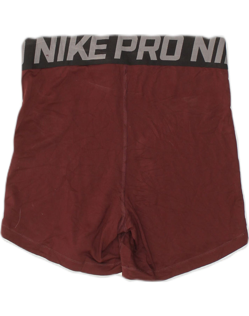 NIKE Womens Sport Shorts UK 12 Medium Maroon Polyester | Vintage Nike | Thrift | Second-Hand Nike | Used Clothing | Messina Hembry 