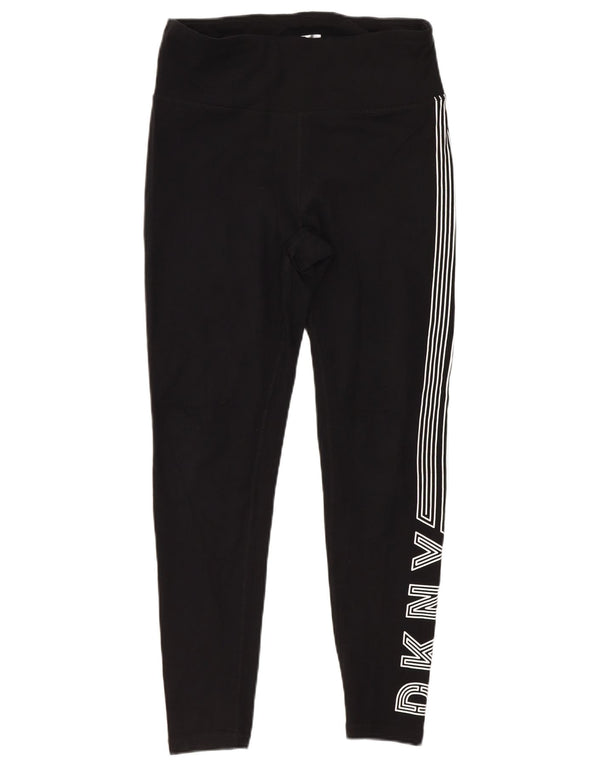 Dkny Womens Graphic Leggings Small Black Cotton