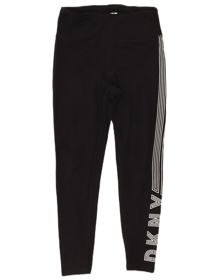 Dkny Womens Graphic Leggings Small Black Cotton