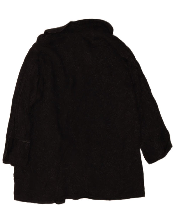 Topshop Womens 3/4 Sleeve Double Breasted Coat UK 10 Small Black Paisley
