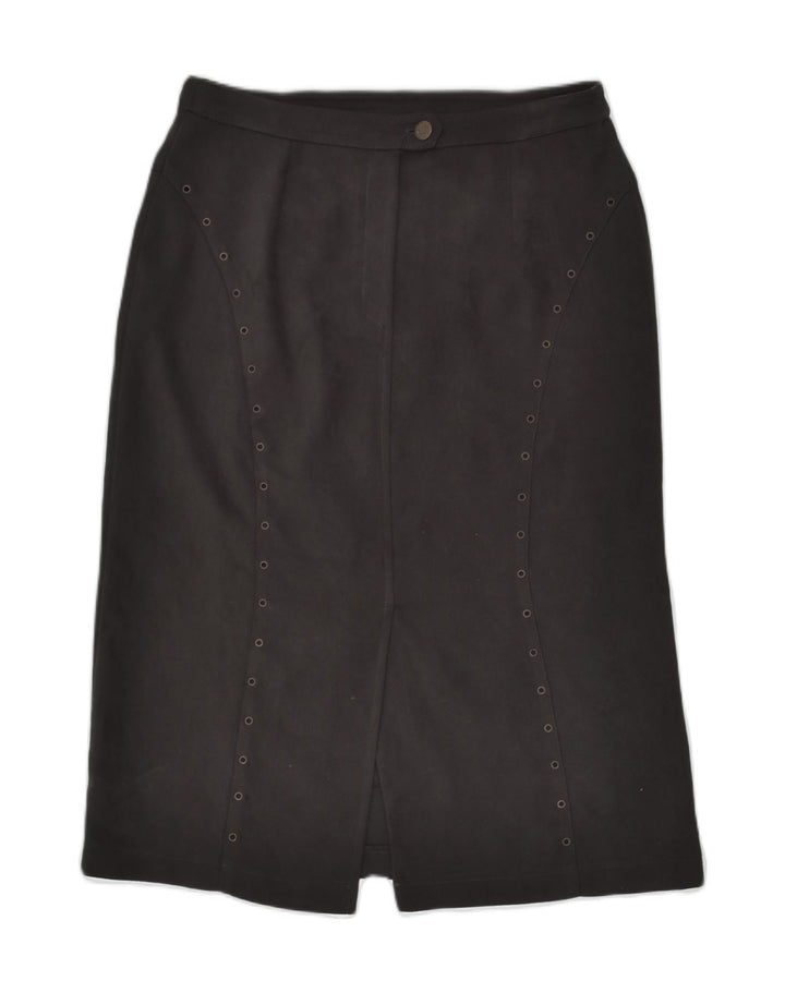 VINTAGE Womens A-Line Skirt IT 46 Large W32  Black Polyester | Vintage Vintage | Thrift | Second-Hand Vintage | Used Clothing | Messina Hembry 