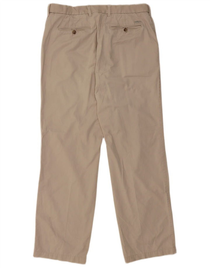 Marks & Spencer Mens Straight Chino Trousers W36 L33 Beige Cotton
