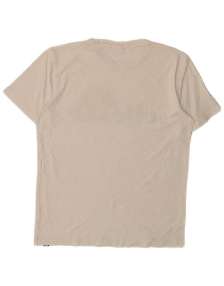 Ellesse Mens Graphic T-Shirt Top Large Off White Cotton
