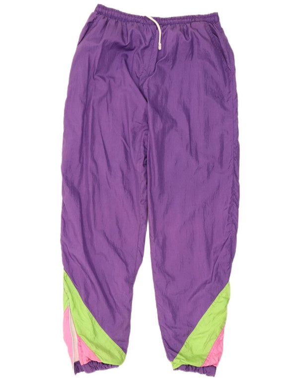 Vintage Womens Tracksuit Trousers Joggers UK 12 Medium  Purple Colourblock