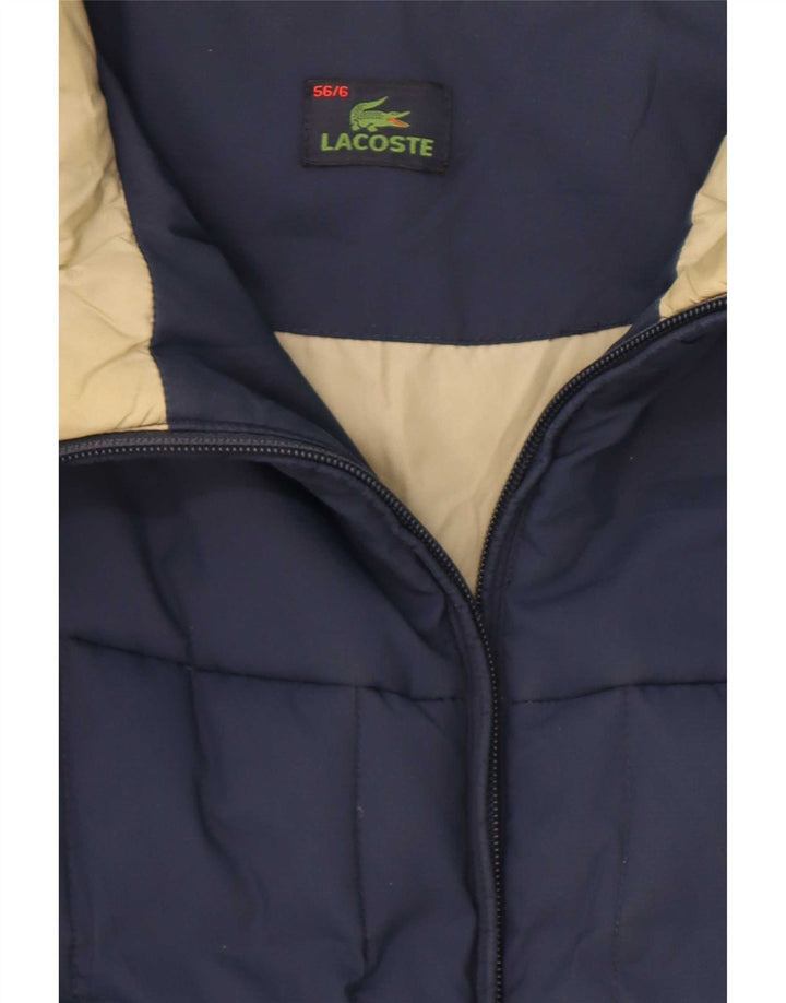 Lacoste Mens Hooded Padded Jacket Size 6 XL Navy Blue Polyester