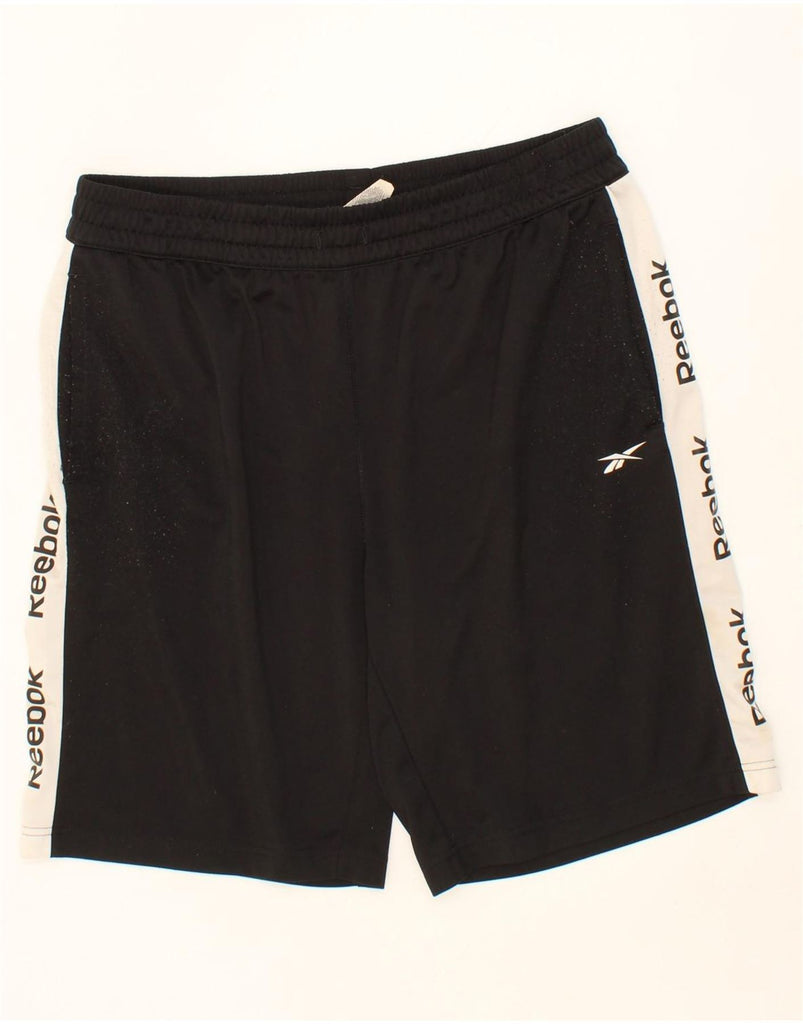 REEBOK Mens Graphic Sport Shorts XL  Black Colourblock Polyester Vintage Reebok and Second-Hand Reebok from Messina Hembry 