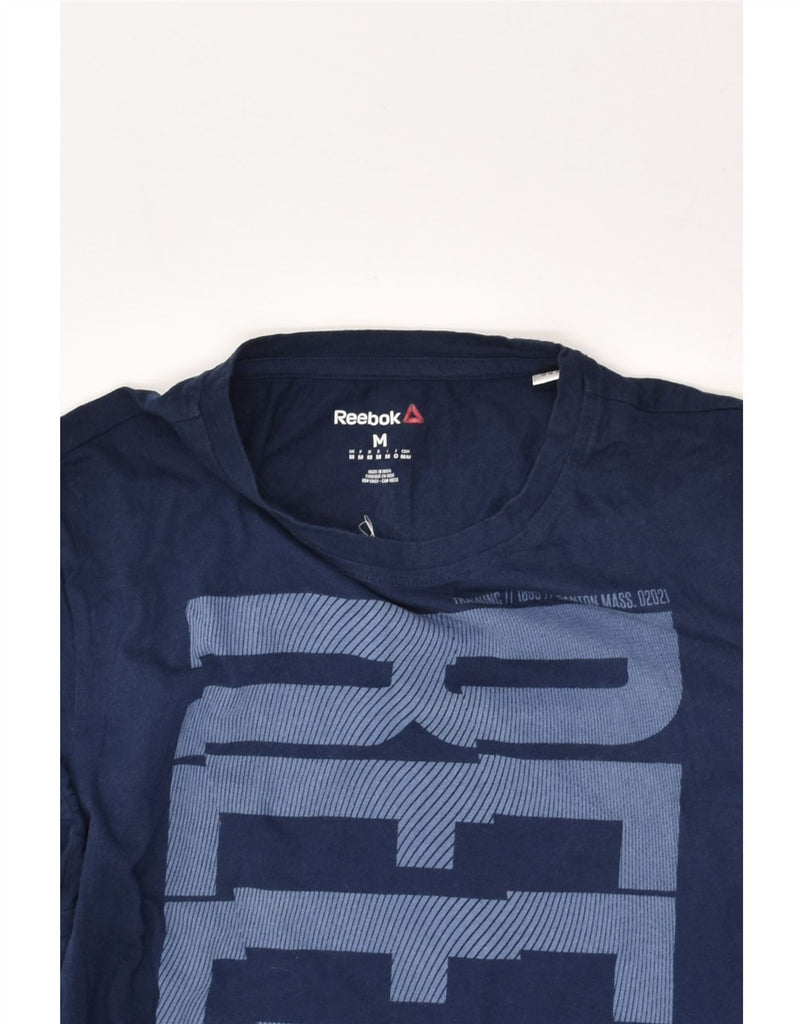 REEBOK Mens Graphic T-Shirt Top Medium Navy Blue Cotton | Vintage Reebok | Thrift | Second-Hand Reebok | Used Clothing | Messina Hembry 