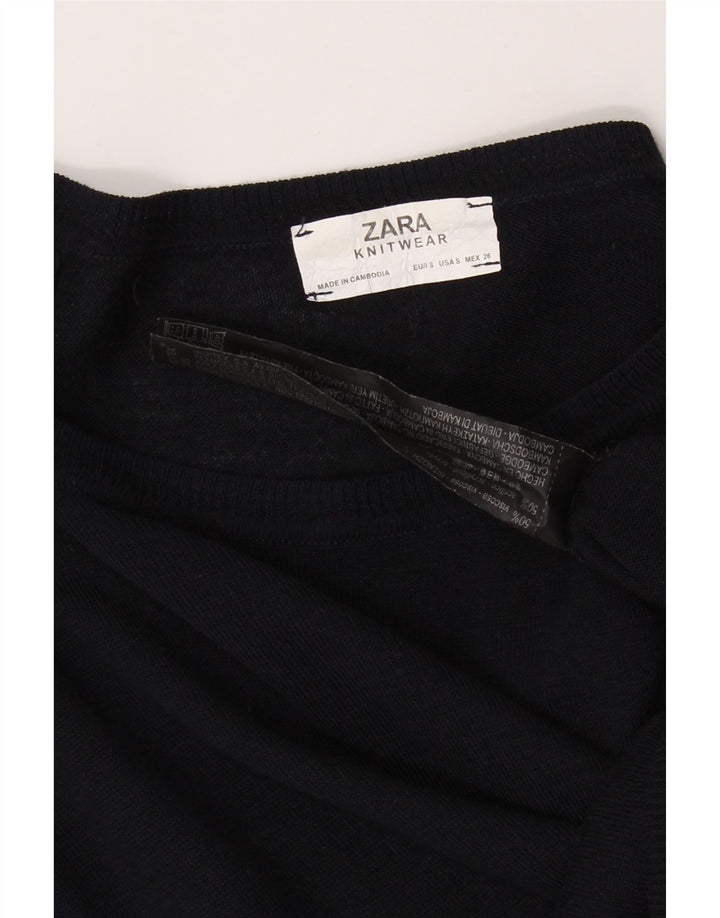 ZARA Womens Oversized Top Long Sleeve UK 10 Small Black Viscose Vintage Zara and Second-Hand Zara from Messina Hembry 