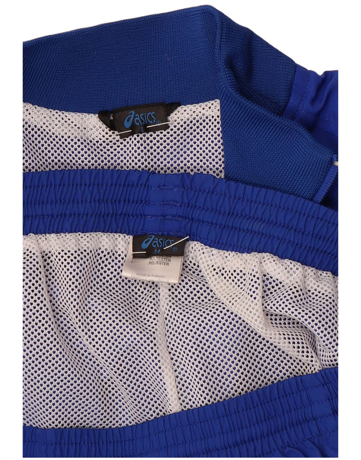 Asics Mens Graphic Full Tracksuit Large  Blue Colourblock Polyester