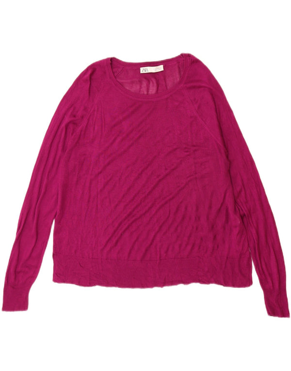 Zara Womens Boat Neck Jumper Sweater UK 14 Medium Purple Viscose
