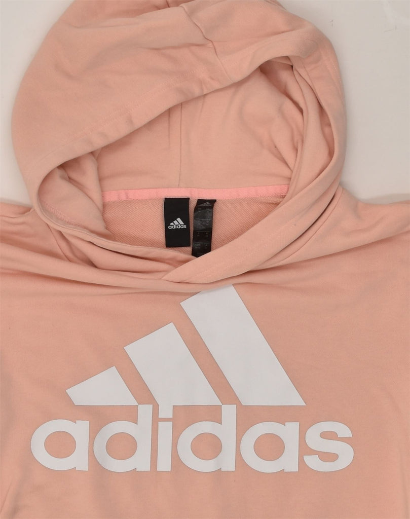 ADIDAS Womens Graphic Hoodie Jumper UK 14 Medium Pink Cotton | Vintage Adidas | Thrift | Second-Hand Adidas | Used Clothing | Messina Hembry 