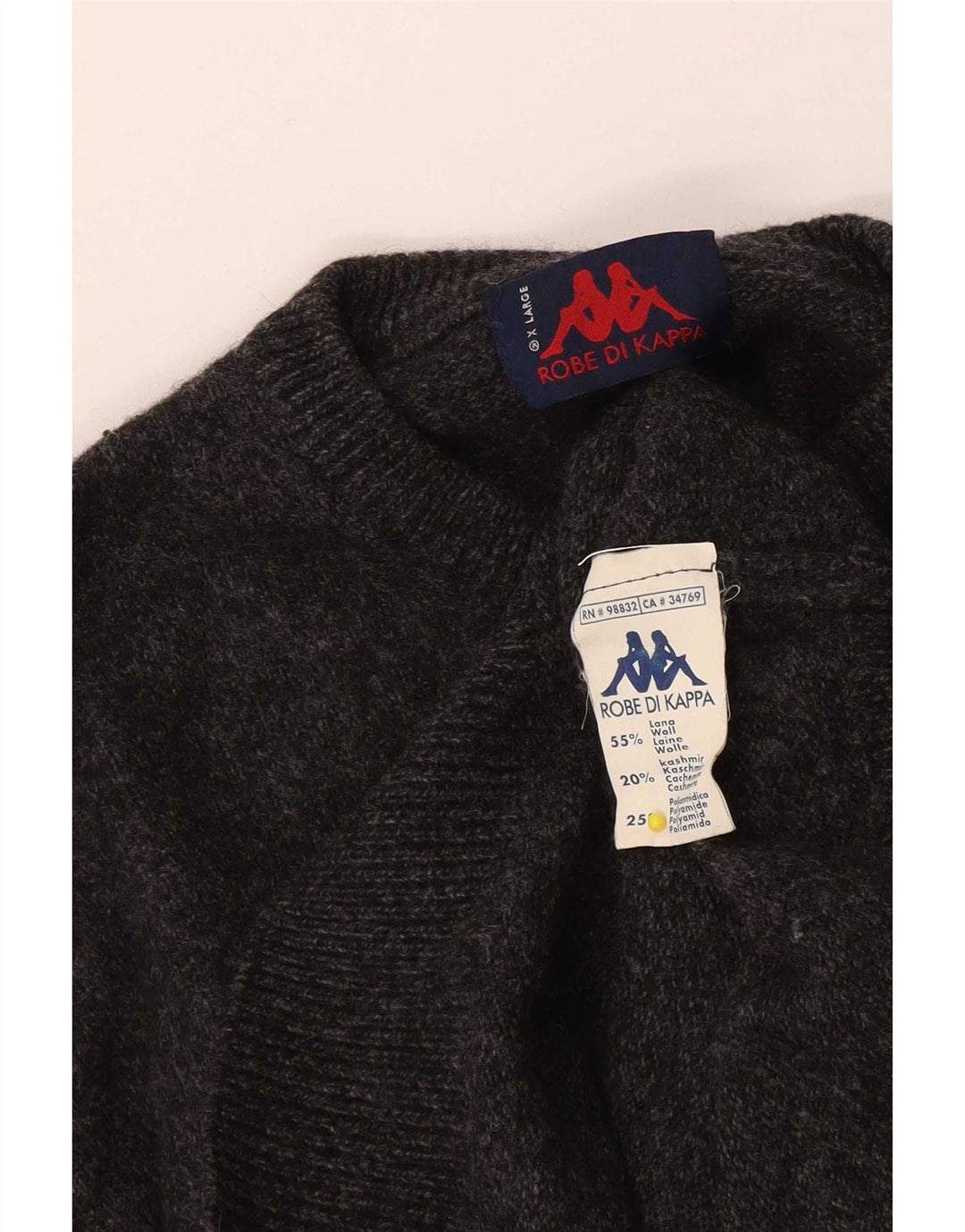 Kappa Mens Crew Neck Jumper Sweater XL Grey Wool