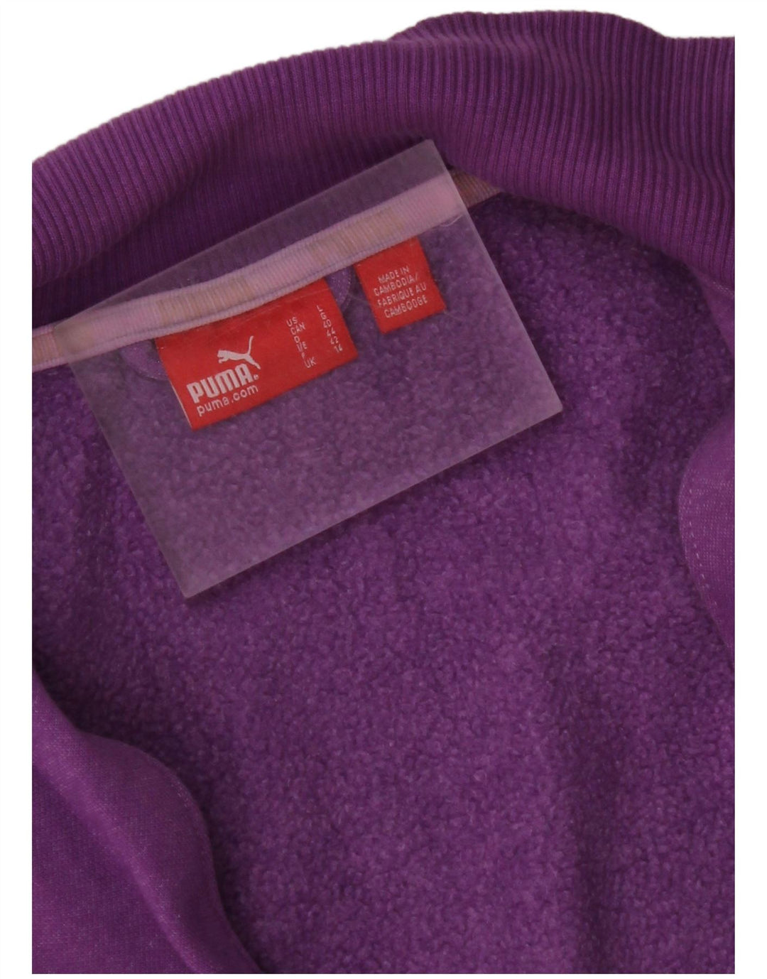 PUMA Womens Crop Graphic Tracksuit Top Jacket UK 14 Medium Purple