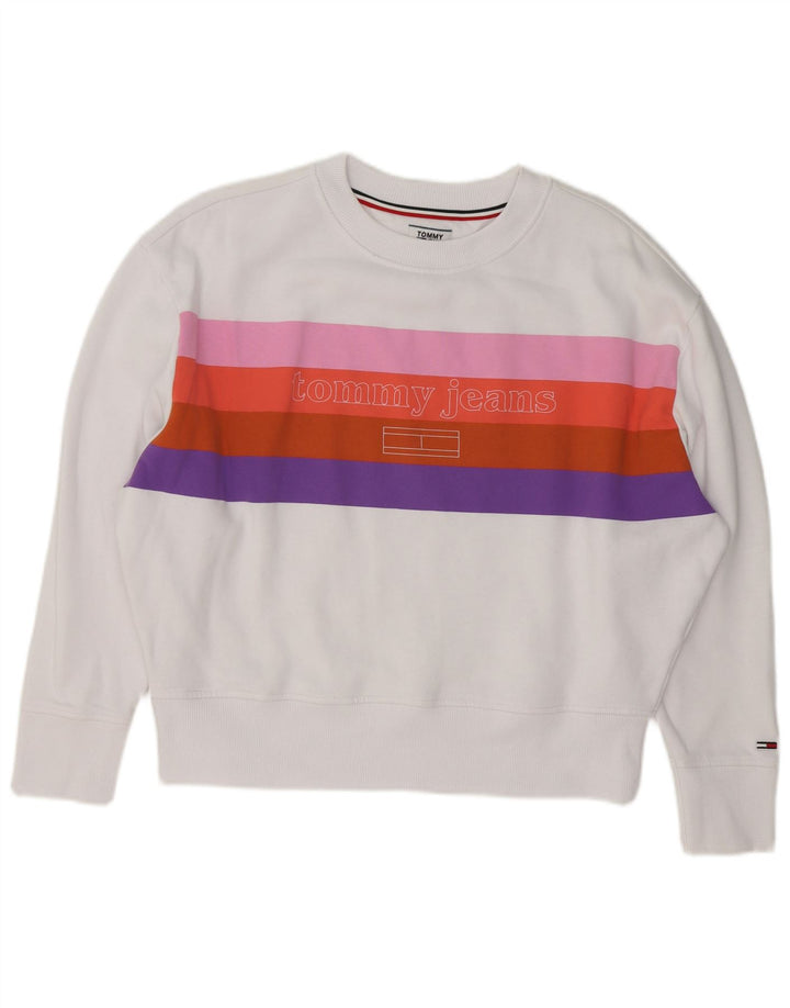 Tommy Hilfiger Womens Graphic Sweatshirt Jumper UK 14 Medium White