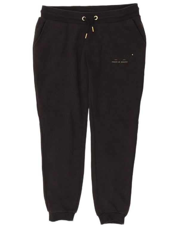 Superdry Womens Tracksuit Trousers Joggers UK 16 Large  Black Cotton