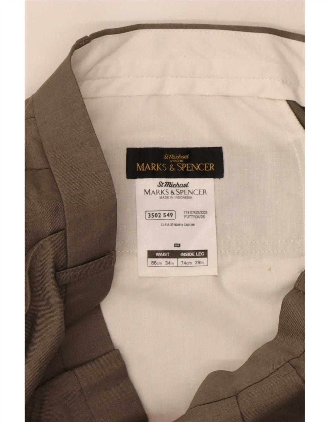 Marks & Spencer Mens Pegged Chino Trousers W34 L29 Grey Polyester