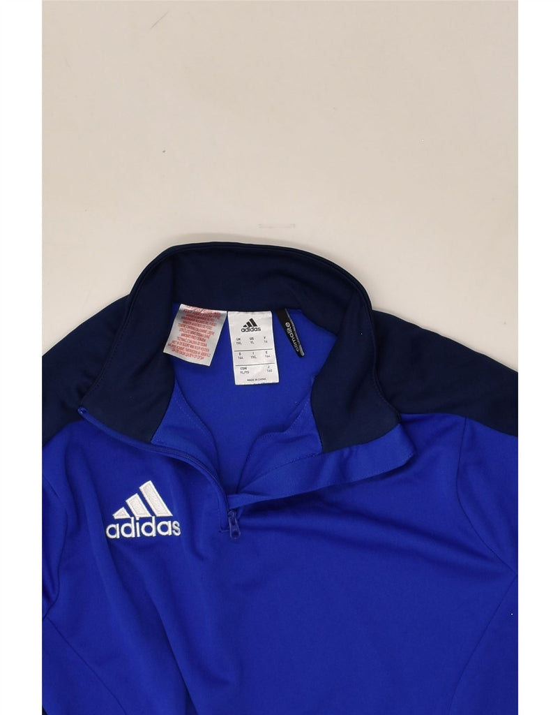 ADIDAS Boys Climalite Pullover Tracksuit Top 13-14 Years XL Blue Polyester | Vintage Adidas | Thrift | Second-Hand Adidas | Used Clothing | Messina Hembry 