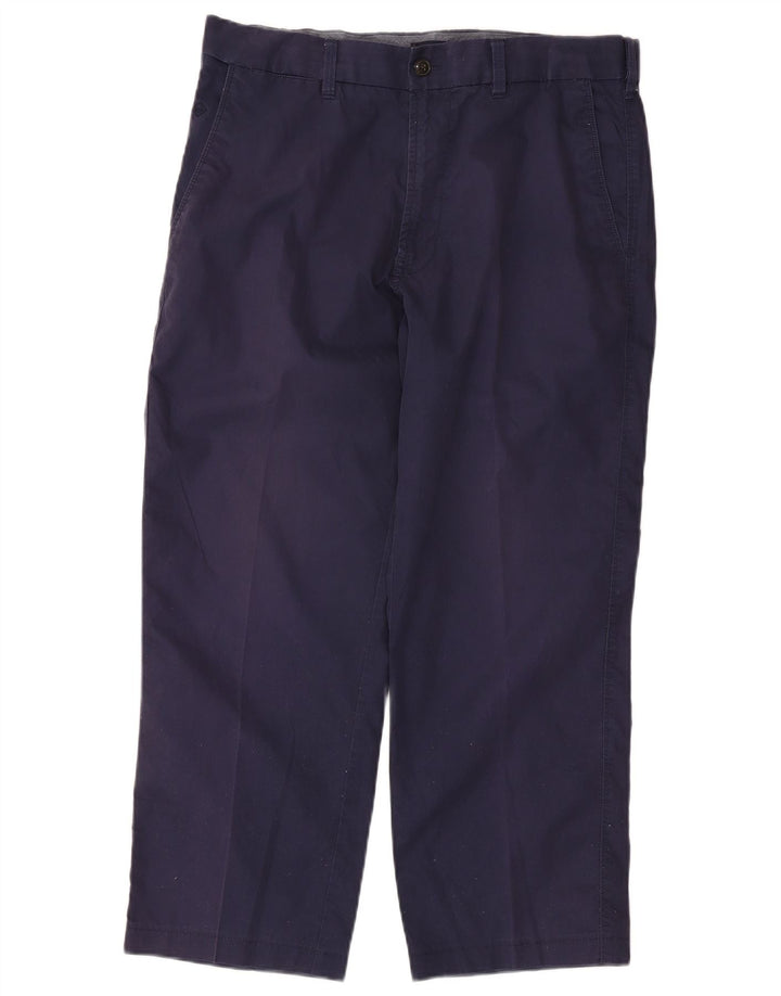 Marks & Spencer Mens Cropped Trousers W34 L25 Navy Blue Cotton