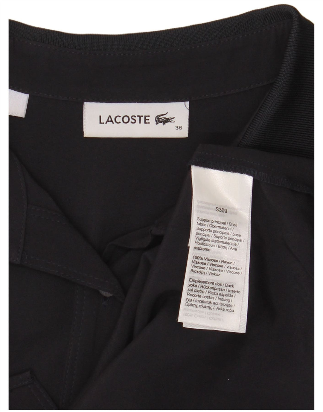 Lacoste Womens Shirt Size 36 Small Black Viscose