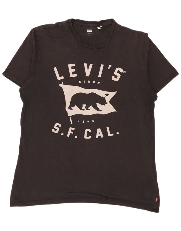 LEVI'S Mens Graphic T-Shirt Top Large Black Cotton