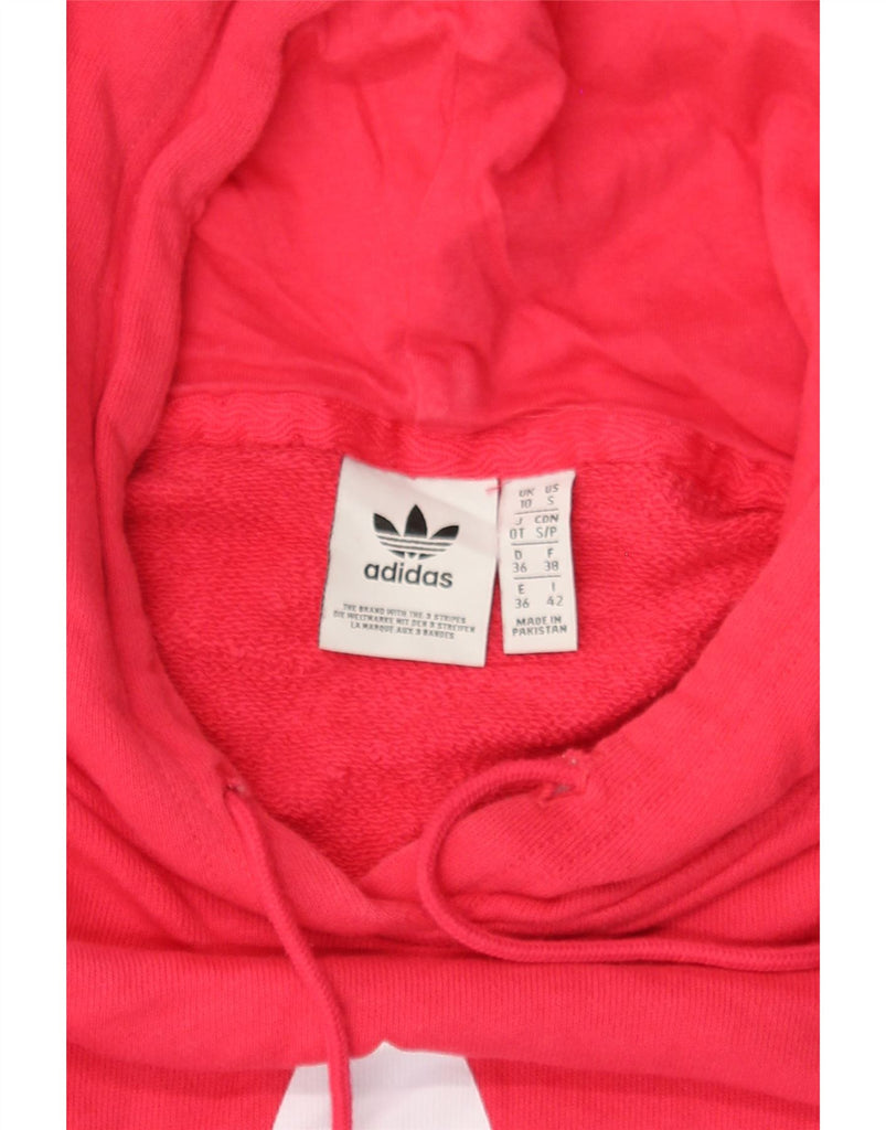 ADIDAS Womens Oversized Graphic Hoodie Jumper UK 10 Small  Pink Cotton Vintage Adidas and Second-Hand Adidas from Messina Hembry 