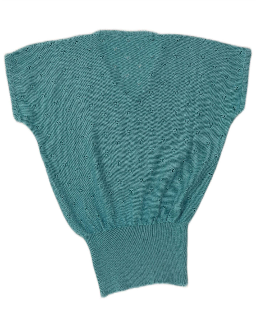 VINTAGE Womens Short Sleeve V-Neck Jumper Sweater UK 12 Medium Blue