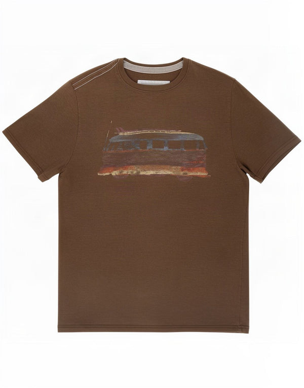 Fat Face Mens Graphic T-Shirt Top Medium Brown Flecked Cotton