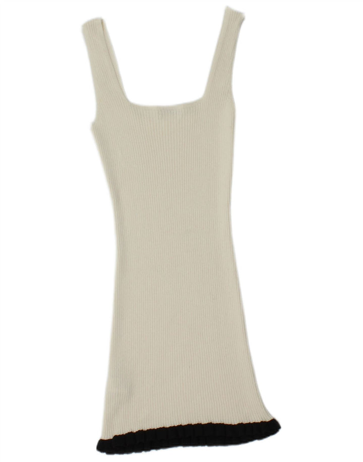 Zara Womens Sleeveless Jumper Dress UK 8 Small White Polyester