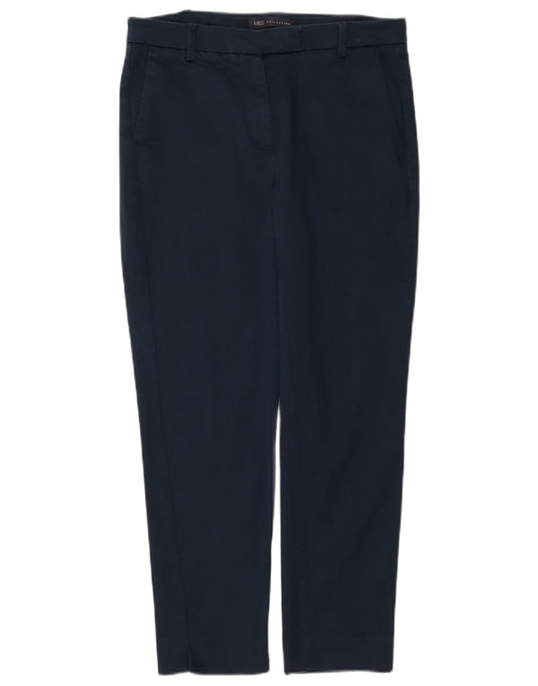 Marks & Spencer Womens Cropped Trousers UK 10 Small W30 L25 Navy Blue