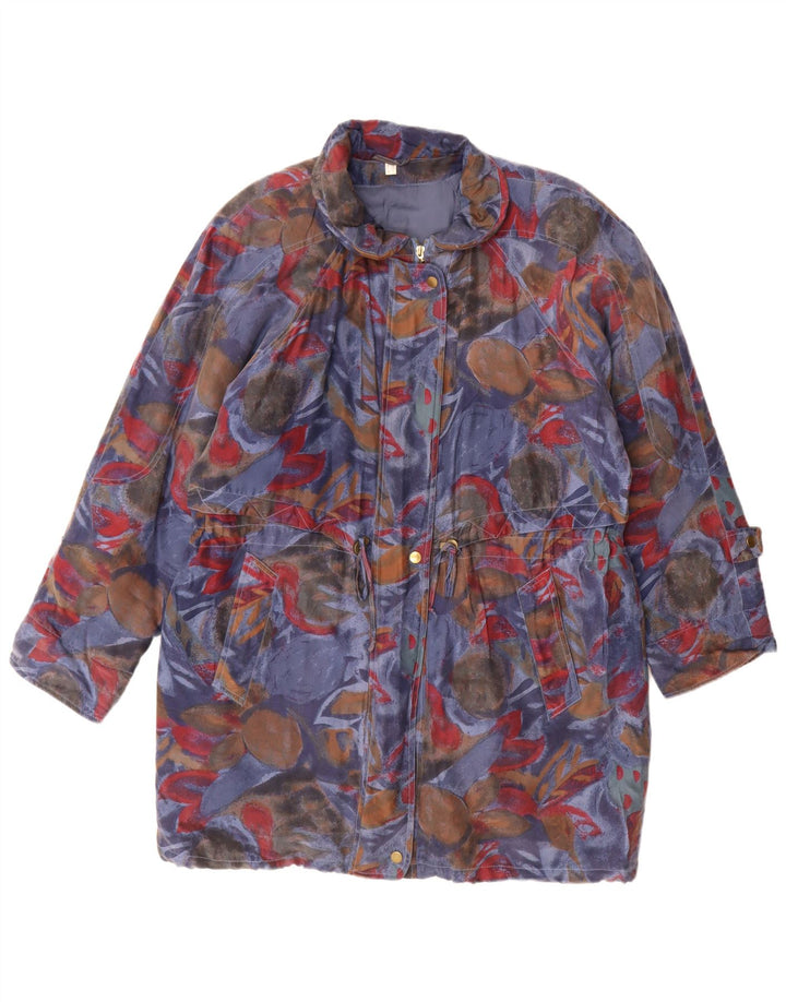 Vintage Womens Abstract Pattern Padded Coat UK 18 XL Multicoloured