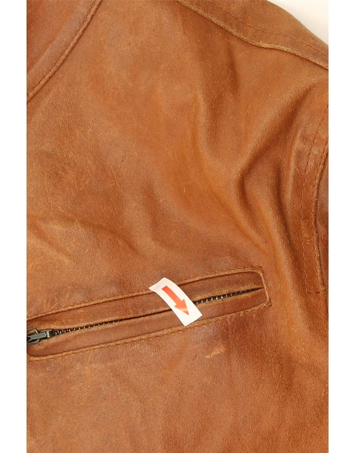 Bata Mens Leather Jacket UK 38 Medium Brown