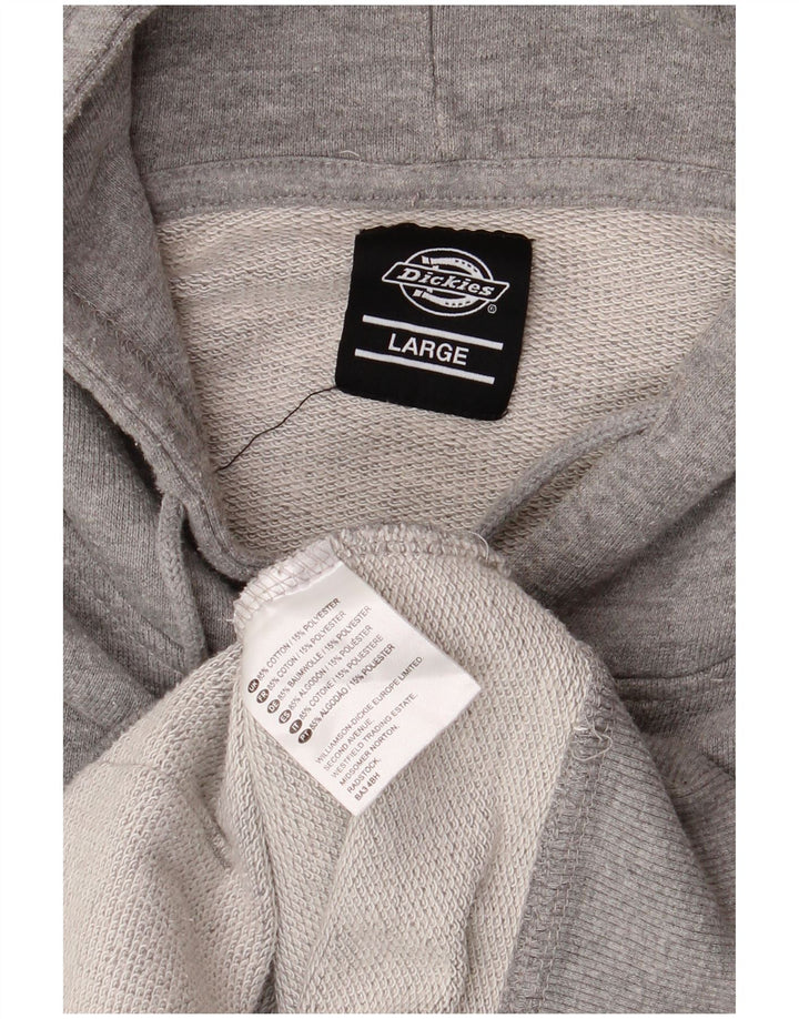 DICKIES Mens Graphic Hoodie Jumper Large Grey Cotton