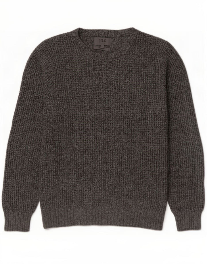 Marks & Spencer Mens Boat Neck Jumper Sweater Small Grey Cotton