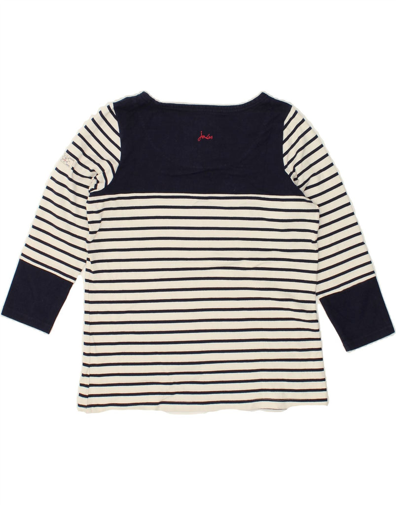 JOULES Womens Top 3/4 Sleeve UK 12 Medium Navy Blue Striped Cotton | Vintage Joules | Thrift | Second-Hand Joules | Used Clothing | Messina Hembry 