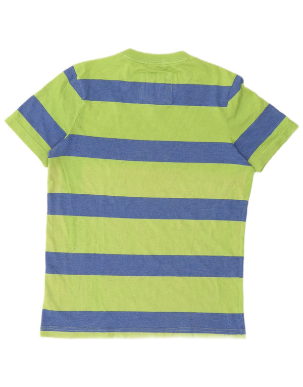 Abercrombie & Fitch Mens Muscle T-Shirt Top Medium Green Striped Cotton