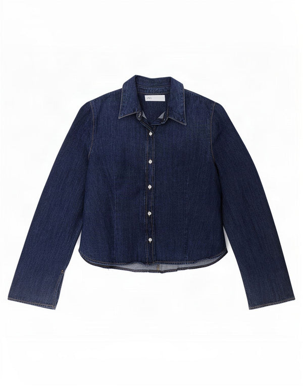 Zara Womens Denim Shirt UK 18 XL Navy Blue Cotton
