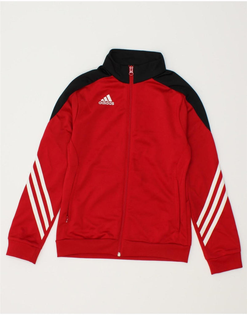 ADIDAS Boys Graphic Tracksuit Top Jacket 9-10 Years Medium Red Colourblock Vintage Adidas and Second-Hand Adidas from Messina Hembry 