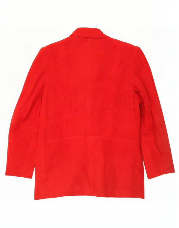 Vintage Womens 1 Button Suede Blazer Jacket UK 12 Medium Red