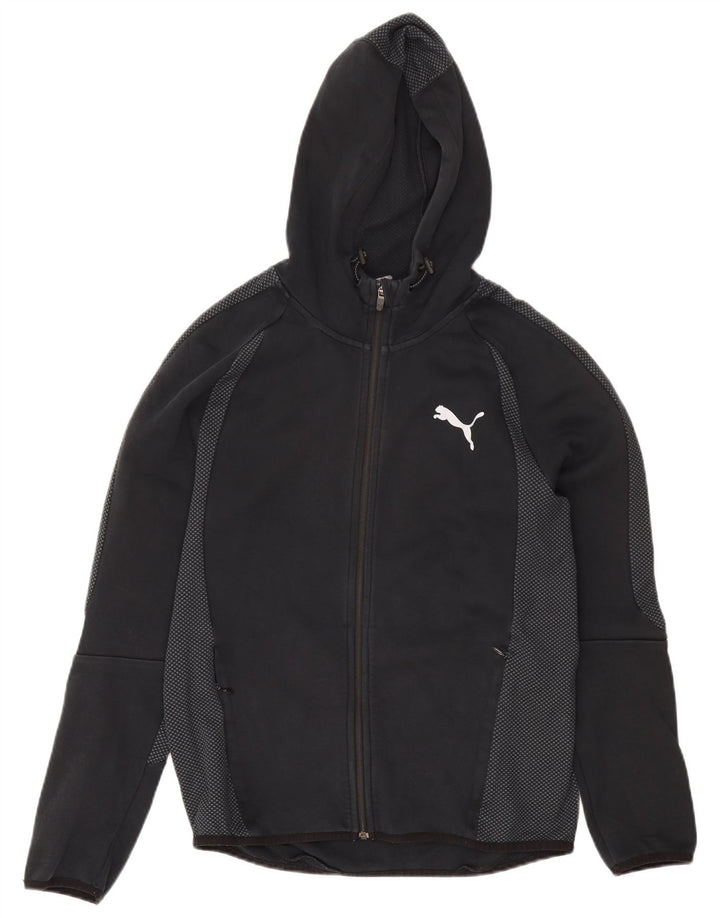 Puma Mens Zip Hoodie Sweater Medium Black Spotted Cotton