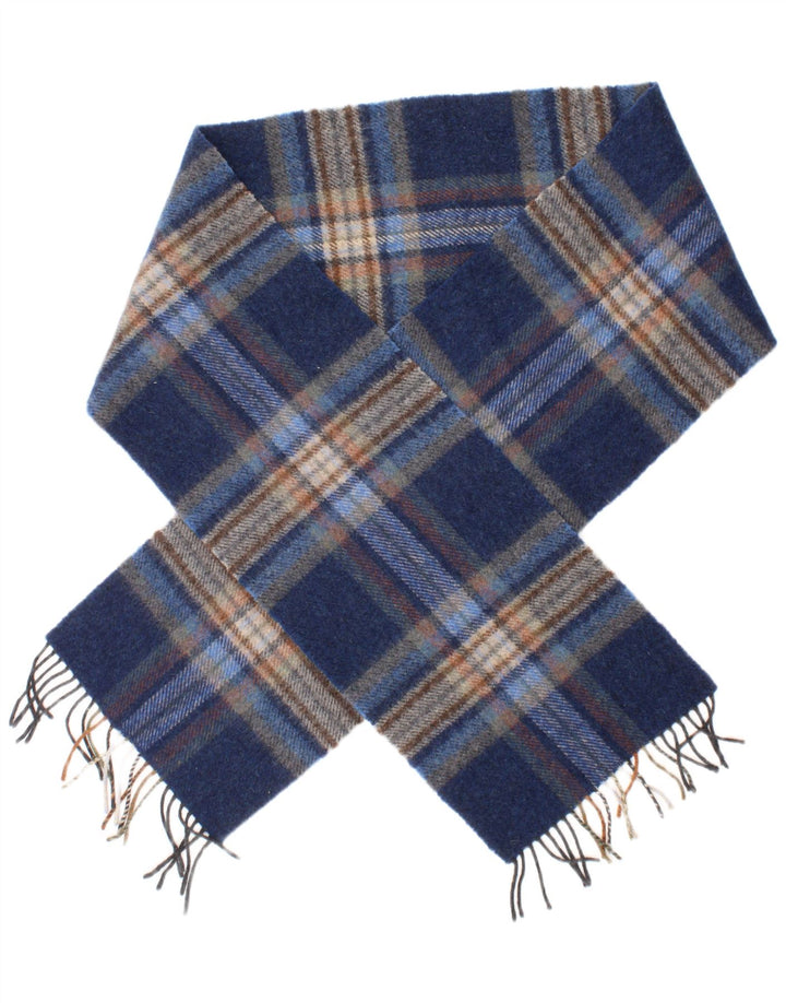 Blarney Mens Rectangle Scarf One Size Blue Plaid Lambswool Classic