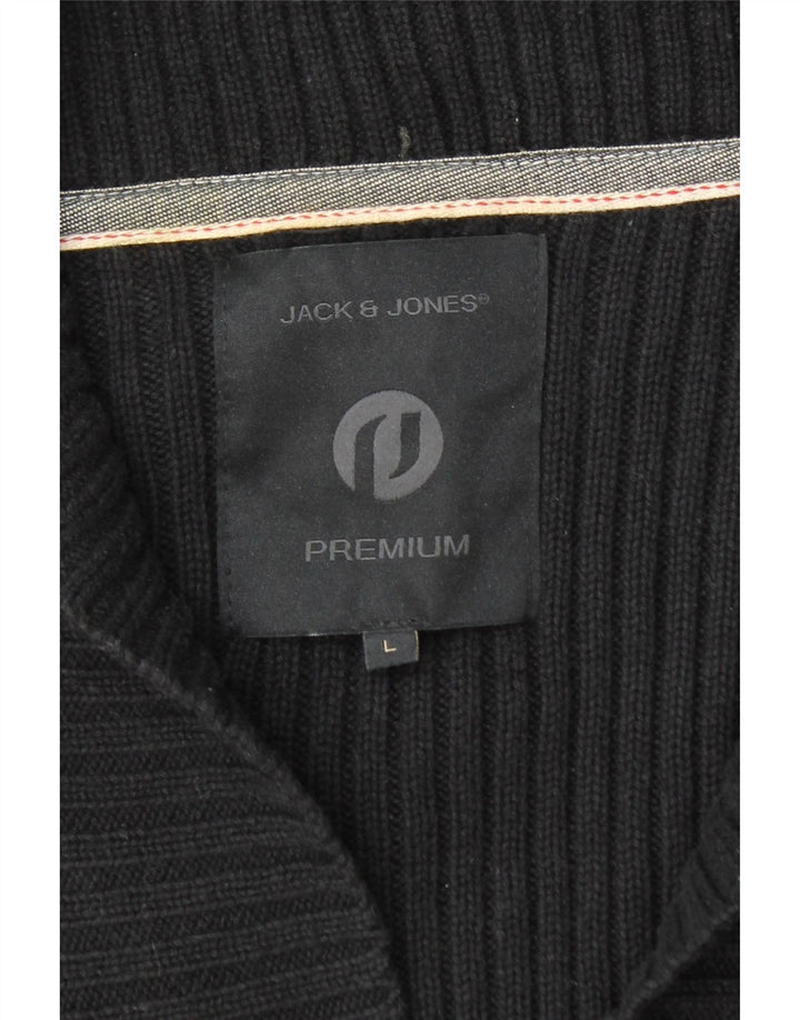 Jack & Jones Mens Cardigan Sweater Large Black Cotton